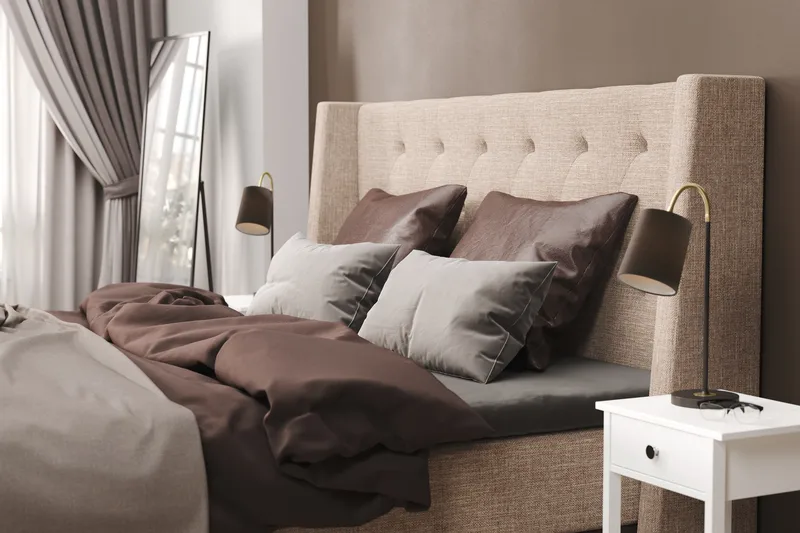 Sengepakke Havanna 105x200 med To Brune Puter - (+Flere valg) Beige/Brun - Møbler - Senger - Kontinentalsenger