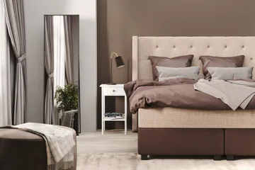 Sengepakke Havanna 105x200 med To Brune Puter - (+Flere valg) Beige/Brun - Møbler - Senger - Kontinentalsenger