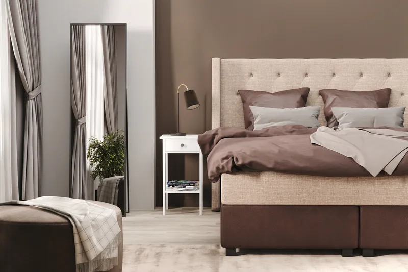 Sengepakke Havanna 105x200 med To Brune Puter - (+Flere valg) Beige/Brun - Møbler - Senger - Kontinentalsenger