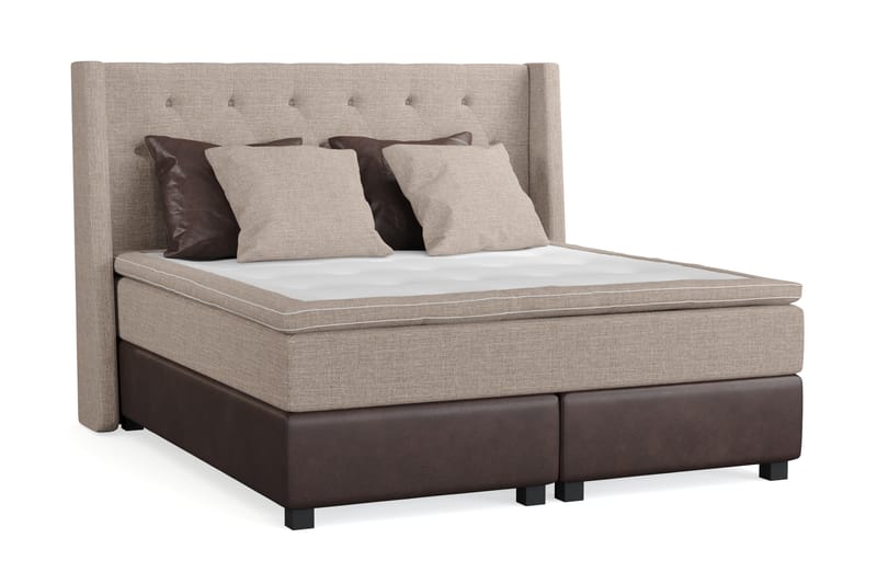 Sengepakke Havanna 160x200 med To Brune To Beige Puter - (+Flere valg) Beige/Brun - Møbler - Senger - Kontinentalsenger