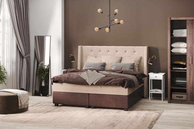 Sengepakke Havanna 160x200 med Tre Beige Puter - (+Flere valg) Beige/Brun - Møbler - Senger - Kontinentalsenger