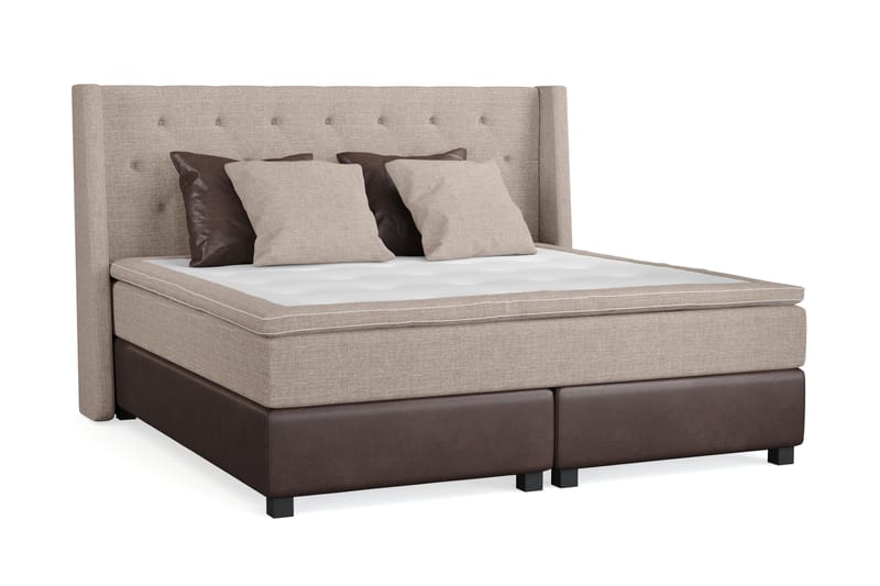 Sengepakke Havanna 210x210 med To Brune To Beige Puter - (+Flere valg) Beige/Brun - Møbler - Senger - Kontinentalsenger
