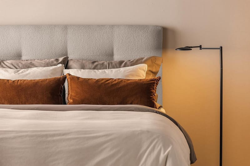 Sengepakke Kakichi Boucle 120x200 Knappet gavl - Grå - Møbler - Senger - Kontinentalsenger