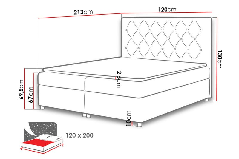 Sengepakke Milano 120x200 cm - Grå - Kontinentalsenger - Komplett sengepakke
