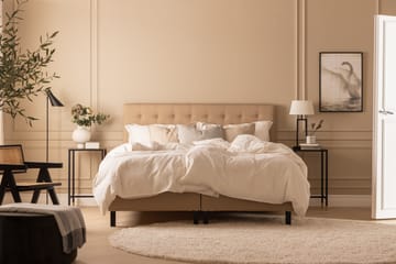 Sengepakke Nayaka 210x210 Skummadrass - Knappet gavl Beige - Møbler - Senger - Kontinentalsenger
