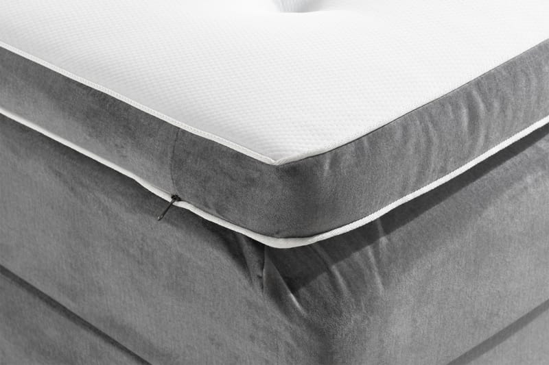 Sengepakke Rebeca 120x200 cm Gavel med Knapper - Lysegrå | Fløyel - Kontinentalsenger - Komplett sengepakke