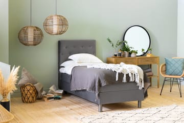 Sengepakke Rebeca 90x200 cm Knapp Gavel - Lysegrå | Fløyel - Møbler - Senger - Kontinentalsenger