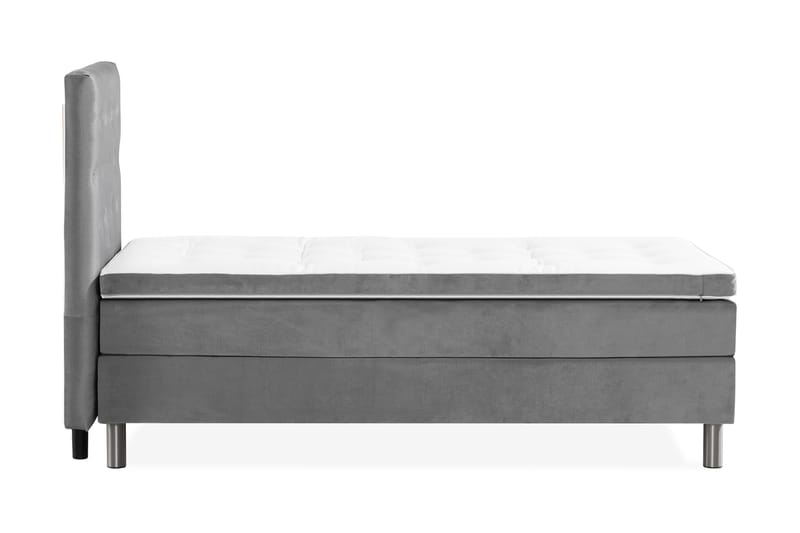 Sengepakke Rebeca 90x200 cm Knapp Gavel - Lysegrå | Fløyel - Møbler - Senger - Kontinentalsenger