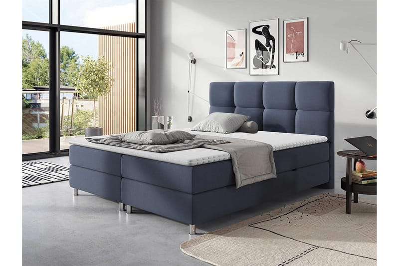 Sengepakke Riells 180x200 cm - Blå - Kontinentalsenger - Komplett sengepakke