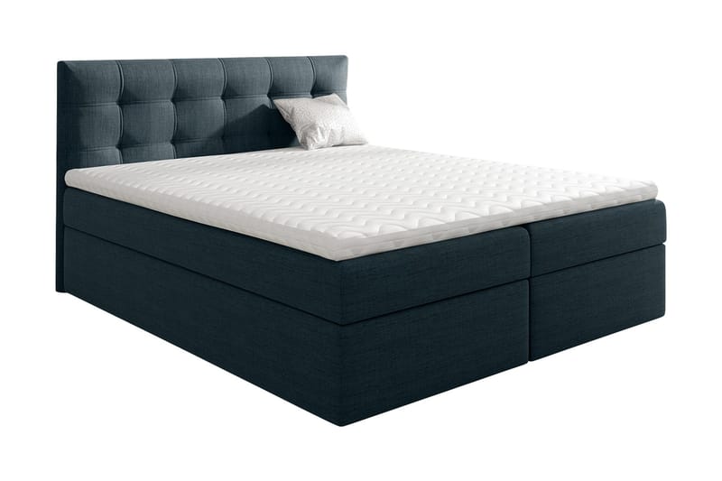 Skaftå kontinentalseng 160x200, Svart / Blå / Grå / Hvit