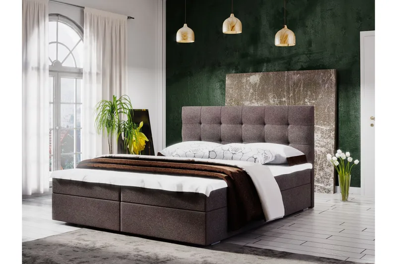 Stephanie Sengepakke 180x200 Rutemønstret Gavl, Brun