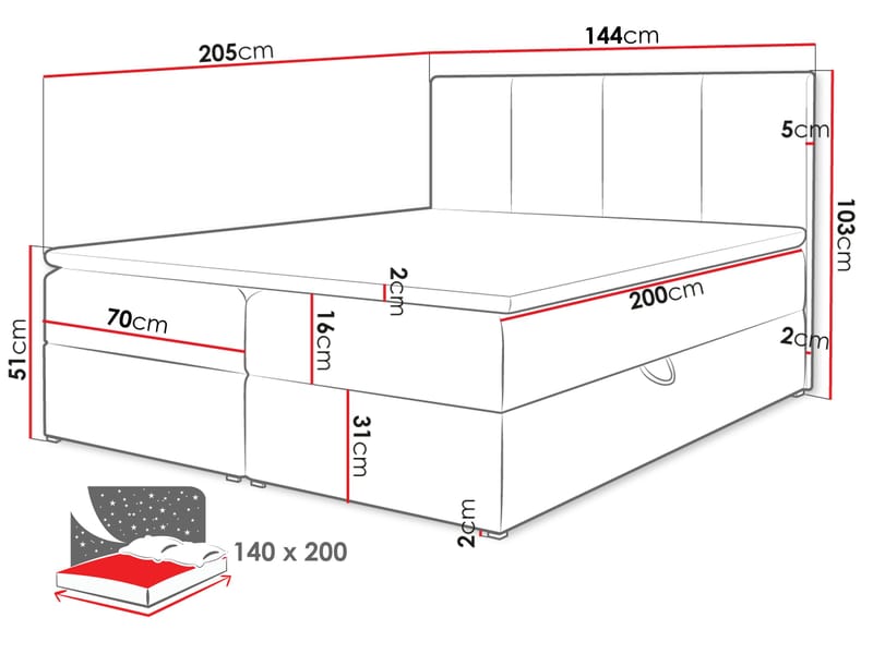 Laggano sengepakke kontinentalseng 140x200 cm - krembeige - Møbler - Senger - Kontinentalsenger