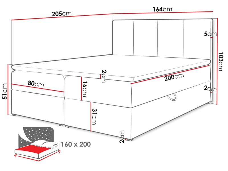 Laggano sengepakke kontinentalseng 160x200 cm - brun - Møbler - Senger - Kontinentalsenger