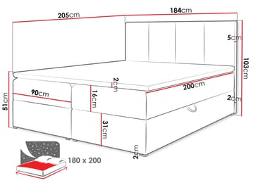 Laggano sengepakke kontinentalseng 180x200 cm - beige - Møbler - Senger - Kontinentalsenger