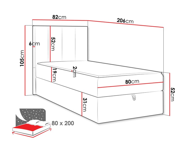 Laggano sengepakke kontinentalseng 80x200 cm - Lambi 03 gråbeige - Møbler - Senger - Kontinentalsenger