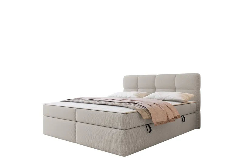Leckersbo Komplett Sengeløsning Kontinentalseng med oppbevaring 140x200 cm - Beige - Møbler - Senger - Kontinentalsenger