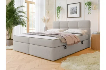 Leckersbo Komplett Sengeløsning Kontinentalseng med oppbevaring 140x200 cm - Beige - Møbler - Senger - Kontinentalsenger