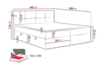 Leckersbo Komplett Sengeløsning Kontinentalseng med oppbevaring 140x200 cm - Beige - Møbler - Senger - Kontinentalsenger
