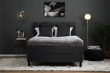 Lucky Komplett Sengepakke 140x200 Polyeter Diamant Sengegavl - Nakkepute Liten Svart/Grå - Møbler - Senger - Kontinentalsenger