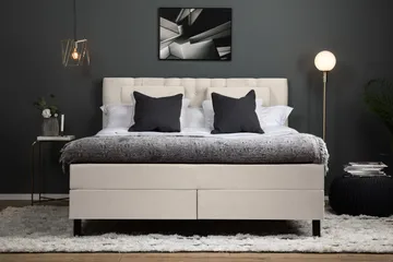 Lucky Komplett Sengepakke 160x200 Polyeter Diamant Sengegavl - Nakkepute Stor Beige - Møbler - Senger - Kontinentalsenger