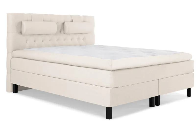 Lucky Komplett Sengepakke 160x200 Polyeter Diamant Sengegavl - Nakkepute Stor Beige - Møbler - Senger - Kontinentalsenger