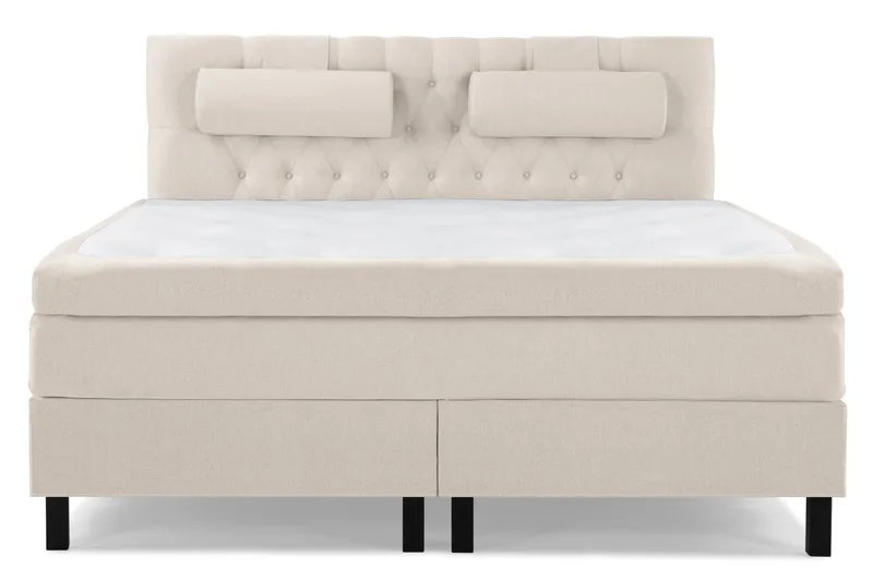 Lucky Komplett Sengepakke 160x200 Polyeter Diamant Sengegavl, Nakkepute Stor Beige
