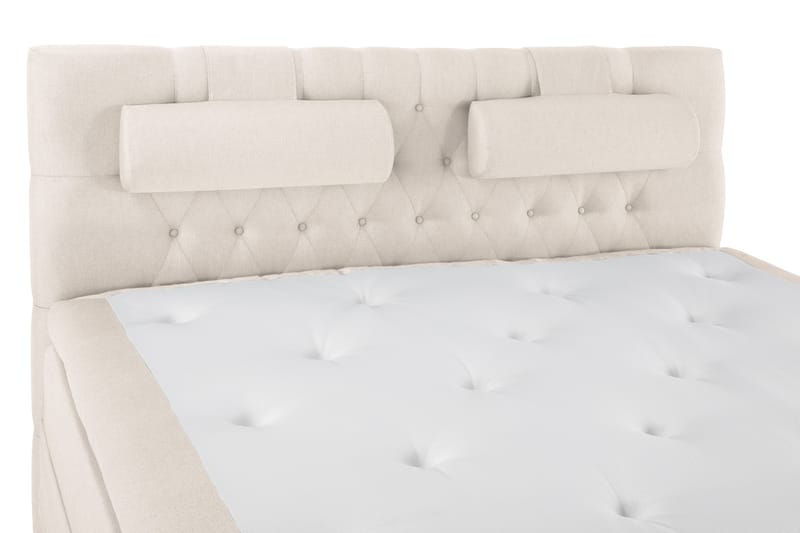 Lucky Komplett Sengepakke 160x200 Polyeter Diamant Sengegavl - Nakkepute Stor Beige - Møbler - Senger - Kontinentalsenger