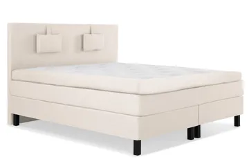 Lucky Komplett Sengepakke 180x200 Lateks Glatt Sengegavl - Nakkepute Liten Beige - Møbler - Senger - Kontinentalsenger