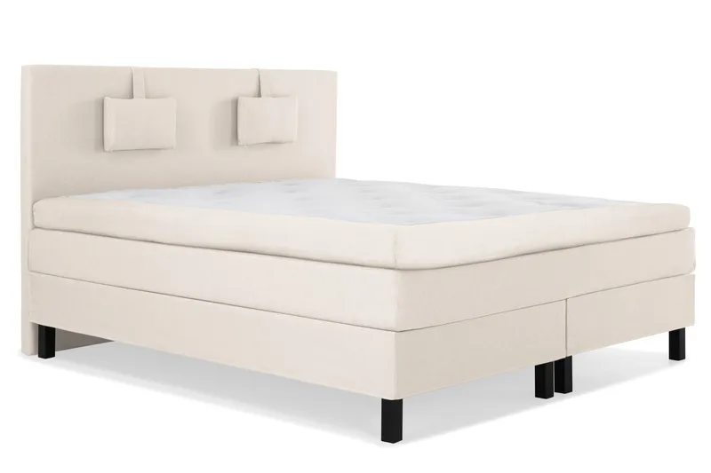 Lucky Komplett Sengepakke 180x200 Lateks Glatt Sengegavl - Nakkepute Liten Beige - Møbler - Senger - Kontinentalsenger