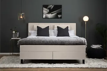 Lucky Komplett Sengepakke 180x200 Lateks Glatt Sengegavl - Nakkepute Liten Beige - Møbler - Senger - Kontinentalsenger