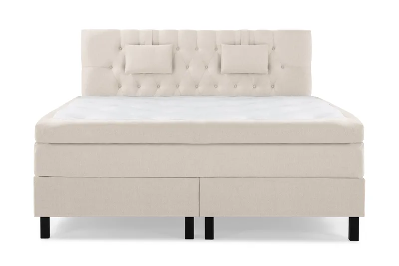 Lucky Komplett Sengepakke 180x200 Memory Diamant Sengegavl - Nakkepute Liten Beige - Møbler - Senger - Kontinentalsenger