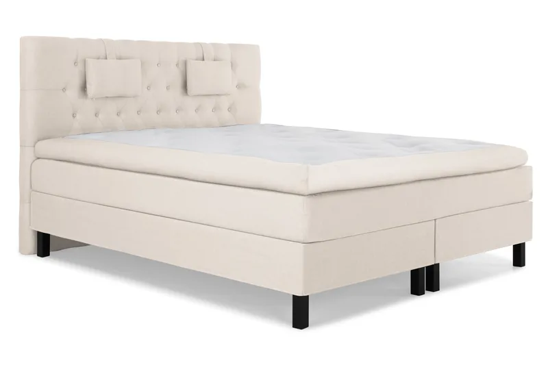 Lucky Komplett Sengepakke 180x200 Memory Diamant Sengegavl - Nakkepute Liten Beige - Møbler - Senger - Kontinentalsenger