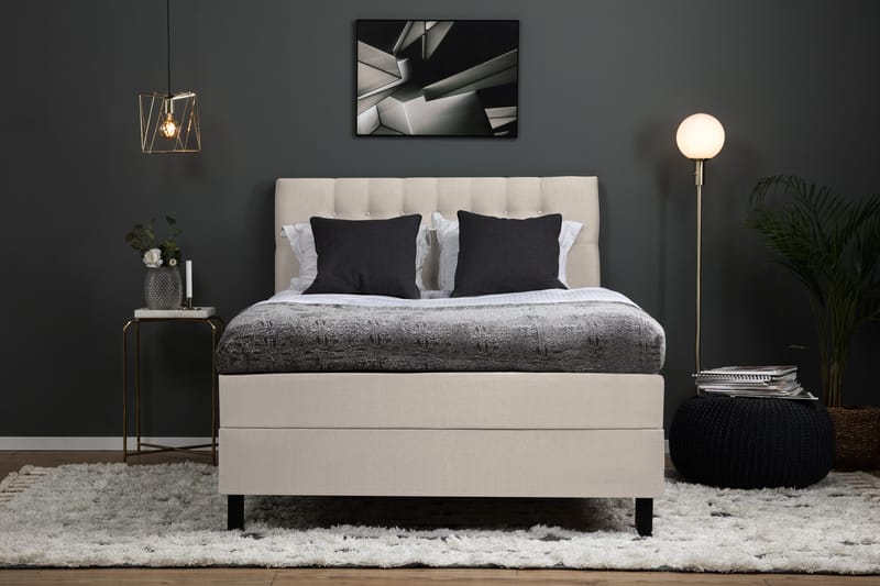 Lucky Komplett Sengpakke 140x200 cm Memory Diamant Sengegavl - Beige - Møbler - Senger - Kontinentalsenger