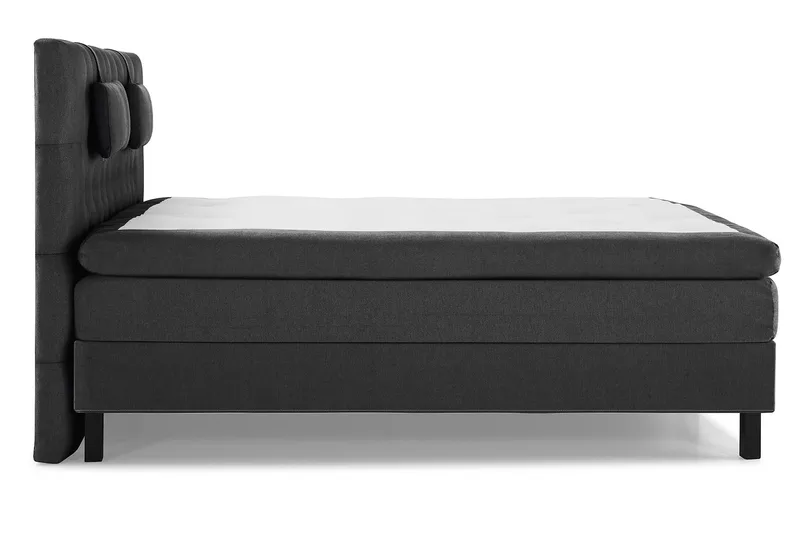 Lucky Komplett Sengpakke Kontinentalseng med Sengegavl 180x200 cm - Svart / Grå - Møbler - Senger - Kontinentalsenger