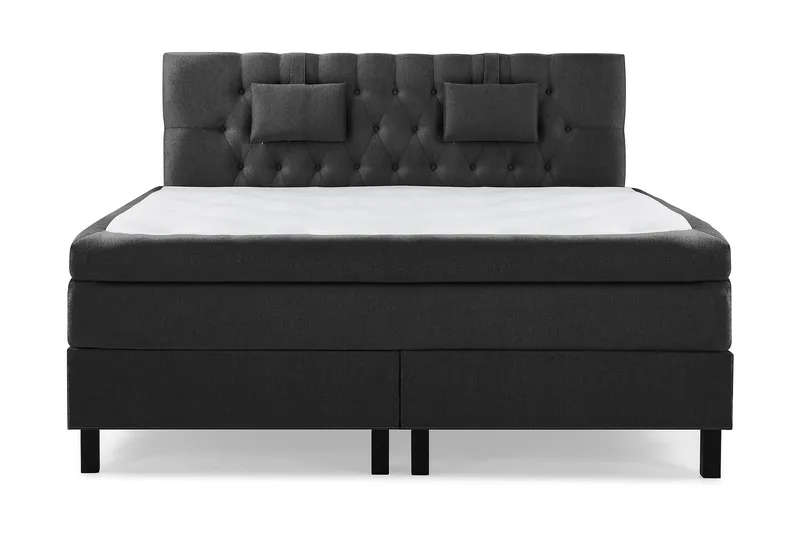 Lucky Komplett Sengpakke Kontinentalseng med Sengegavl 180x200 cm, Svart / Grå