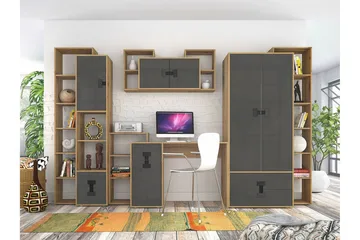 Castlebay Möbelset För Sovrum Grey High Gloss - Møbler - Senger - Møbelsett til soverom