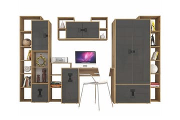 Castlebay Möbelset För Sovrum Grey High Gloss - Møbler - Senger - Møbelsett til soverom