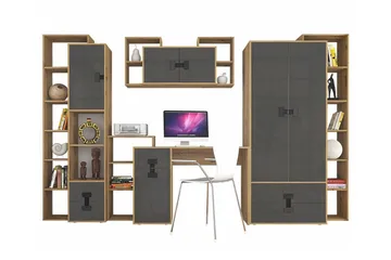 Castlebay Möbelset För Sovrum Grey High Gloss - Møbler - Senger - Møbelsett til soverom