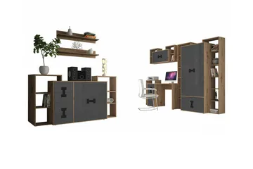 Castlebay Möbelset För Sovrum Grey High Gloss - Møbler - Senger - Møbelsett til soverom