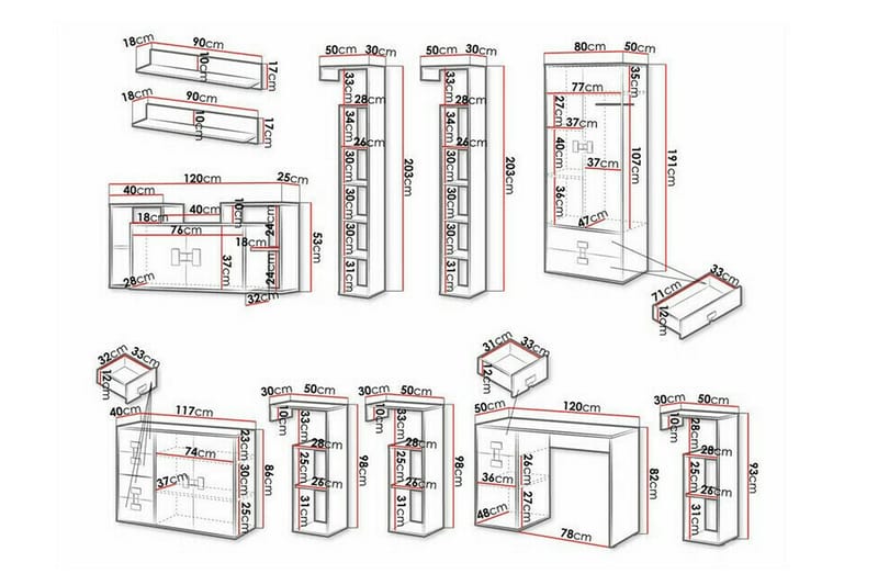 Grey High Gloss - Møbler - Senger - Møbelsett til soverom