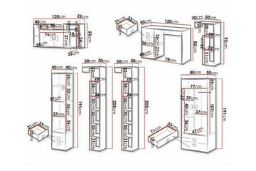 Grey High Gloss - Møbler - Senger - Møbelsett til soverom