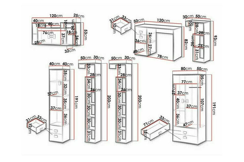 Grey High Gloss - Møbler - Senger - Møbelsett til soverom