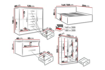 Kintore Møbelsett for soverom - Hvid - Møbler - Senger - Møbelsett til soverom