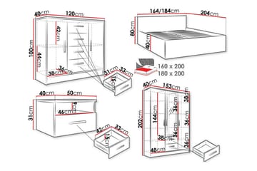 Kintore Møbelsett for soverom - Hvid - Møbler - Senger - Møbelsett til soverom