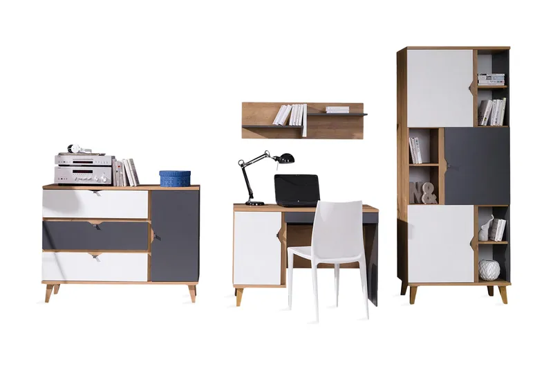 Memone Møbelsett Barn - Beige / Grå /  Hvit - Møbler - Senger - Møbelsett til soverom