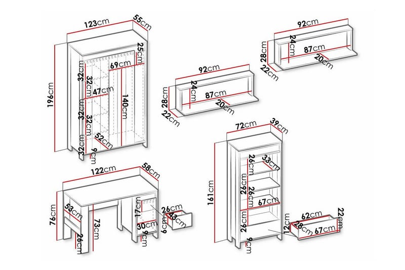 Rathmore Møbelsett For Soverommet - Svart - Møbler - Senger - Møbelsett til soverom