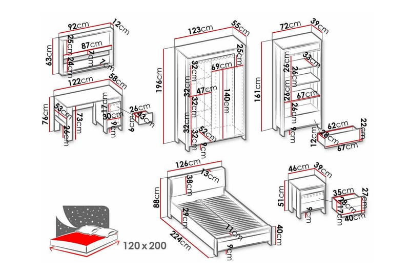 Rathmore Møbelsett For Soverommet - Svart - Møbler - Senger - Møbelsett til soverom