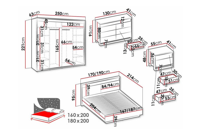 Rathmore Möbelset För Sovrum Black - Møbler - Senger - Møbelsett til soverom