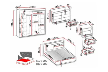 Rathmore Möbelset För Sovrum Black - Møbler - Senger - Møbelsett til soverom