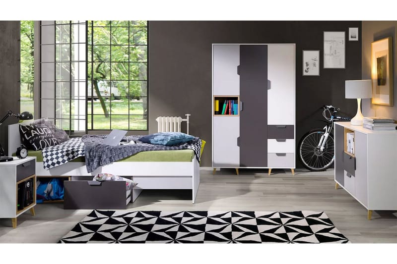 Sayuki Møbelsett Til Soverom, Hvit/Grå